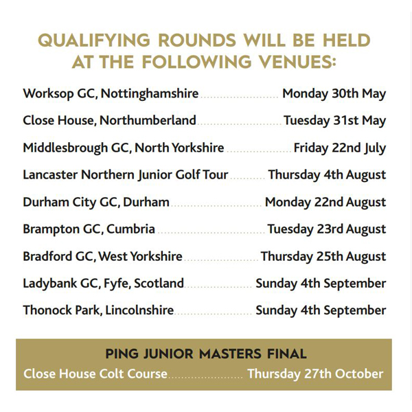 Junior Masters Qualifying events