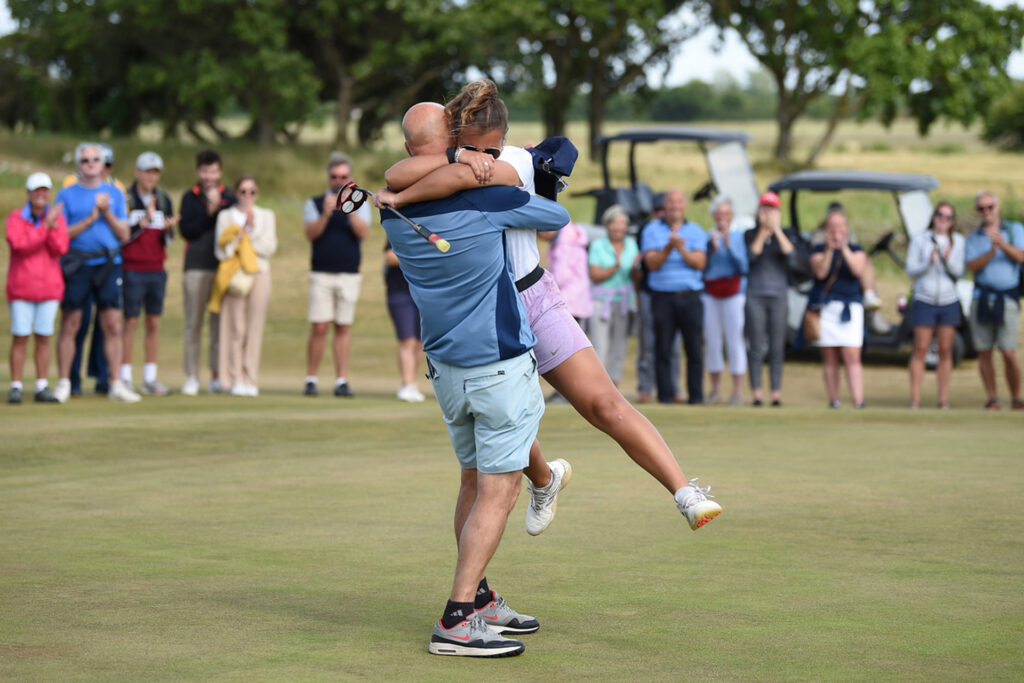 Jess Baker celebrates with her Dad