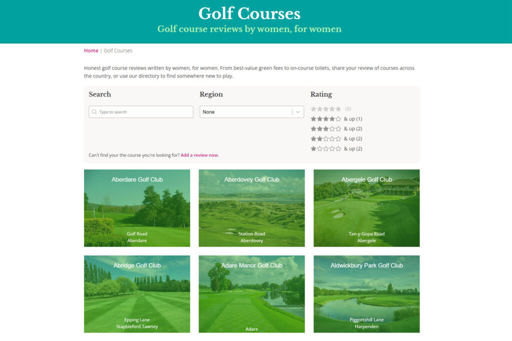 Golf Course reviews by women, for women 