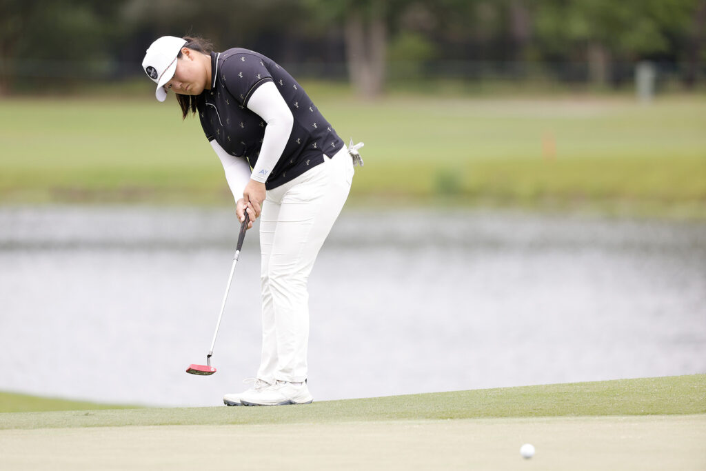 THE WOODLANDS, TEXAS - APRIL 23: Angel Yin of the United States putts on the sixth green during the final round of The Chevron Championship at The Club at Carlton Woods on April 23, 2023 in The Woodlands, Texas. (Photo by Carmen Mandato/Getty Images)