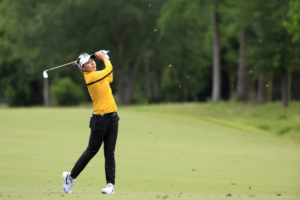 THE WOODLANDS, TEXAS - APRIL 23: Atthaya Thitikul of Thailand plays an approach shot on the 15th hole during the final round of The Chevron Championship at The Club at Carlton Woods on April 23, 2023 in The Woodlands, Texas. (Photo by Carmen Mandato/Getty Images)