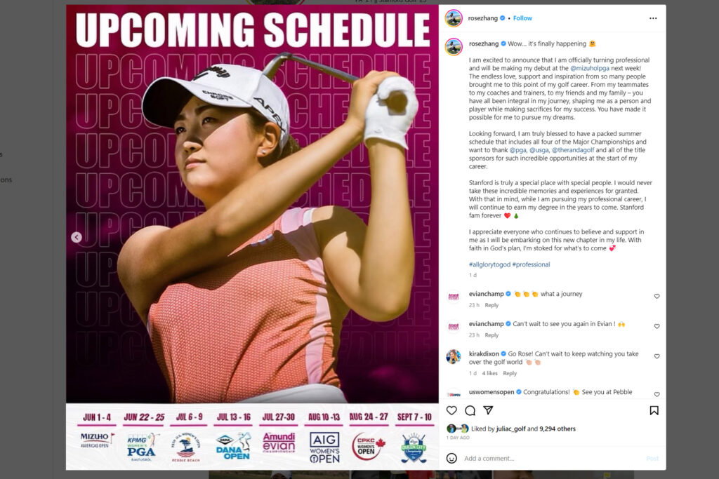 Rose Zhang schedule