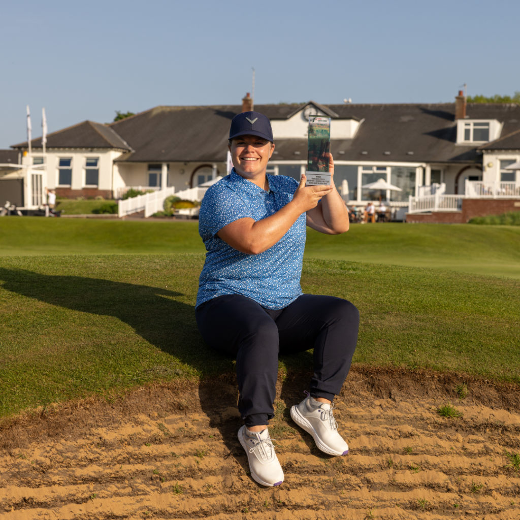 Winner Lydia Hall with her Rose Ladies Series Southport and Ainsdale trophy