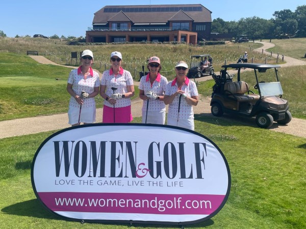 Cynthia, Helena, Anne-Marie & Beverley on the 1st tee at The Caversham