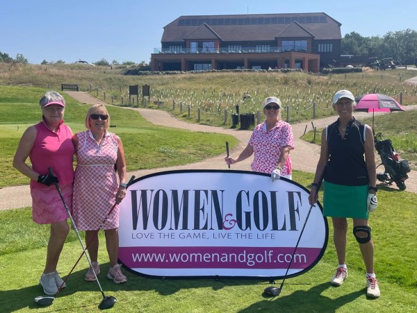 Wendy, Madeleine, Marion & Lorna on the 1st tee at The Caversham