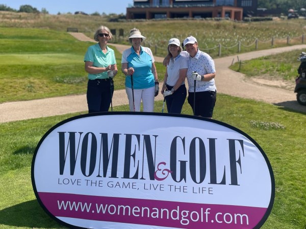 Georgina, Lesley, Theresa & Mandy on the 1st tee at The Caversham