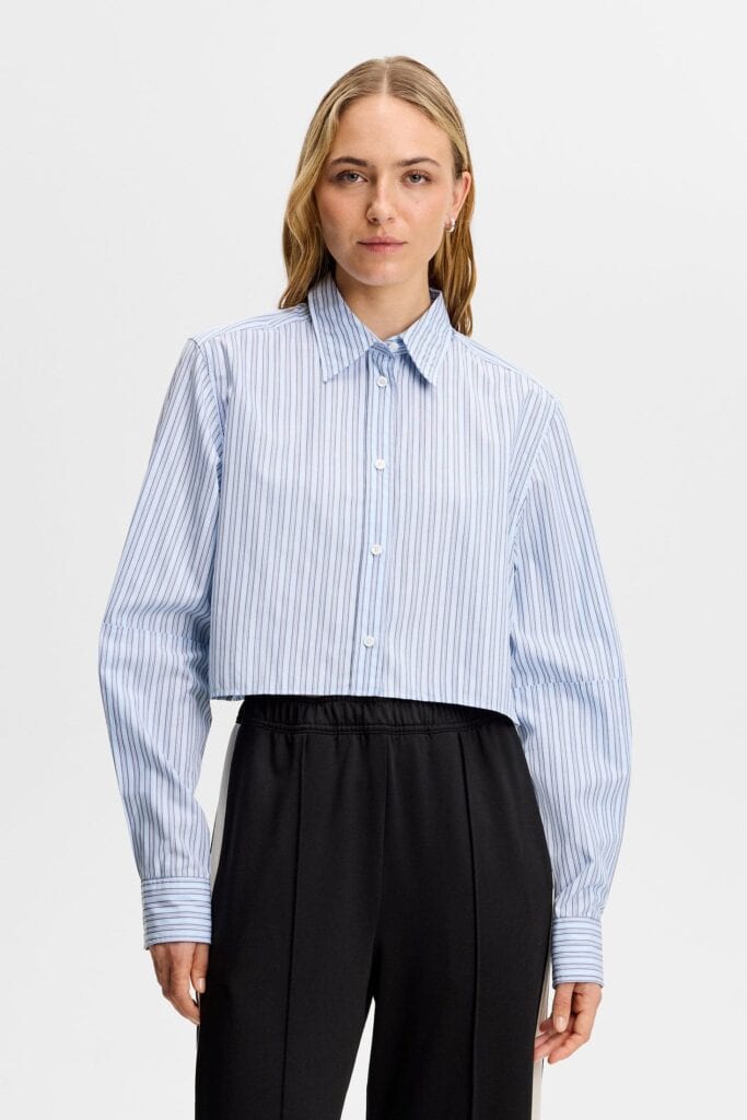 J.Lindeberg Jelina Cotton Stripe Shirt / Forget-Me-Not | Women & Golf